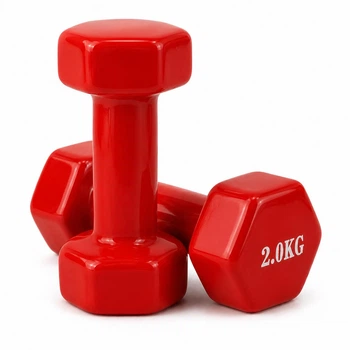 Гантель металева з вініловим покриттям 2 кг 2 шт Feel Fit червона