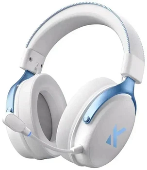 Беспроводная игровая гарнитура MCHOSE V9 Pro White Blue (Радиоканал/Bluetooth/3.5мм) со съемным микрофоном, RGB и звуком 7.1 Бело-синяя