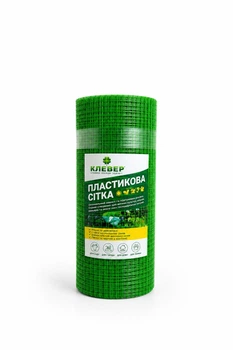 Універсальна сітка «Клевер Пташка» 0.5×100 м, комірка 12×14 мм — зелена пластикова сітка для захисту від птахів та огорож