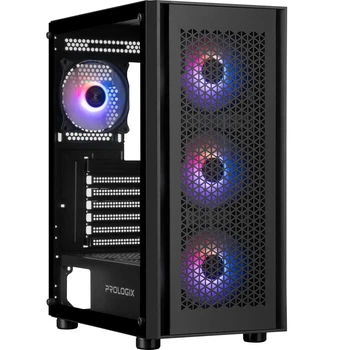 Корпус для ПК Prologix Glower GM-07RBA Midi-Tower без БП ATX/MicroATX/Mini-ITX ARGB Black
