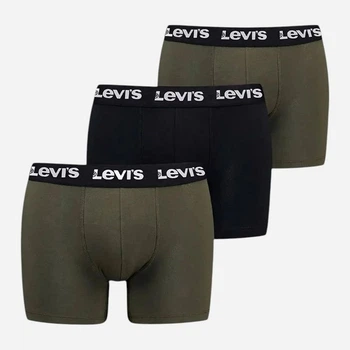 Набор трусов боксеров мужских хлопковых Levi`s Men Repeat Logo Boxer Brief 3pack 701236673-004 M (3 шт) Khaki Combo (8720245732314)