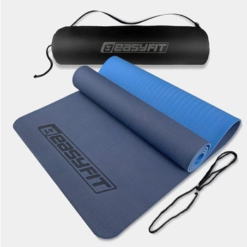 Коврик для йоги, пилатеса и фитнеса EasyFit EF-1924s-BLB, противоскользящий, TPE, Синий, 183×61×0,6 см. + чехол