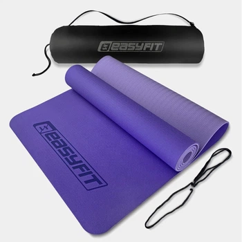 Коврик для йоги, пилатеса и фитнеса EasyFit EF-1924s-VV, противоскользящий, TPE, Сиреневый, 183×61×0,6 см. + чехол
