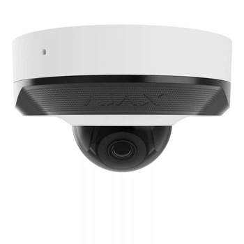 IP-камера дротова Ajax DomeCam Mini, 5мп, 4 мм, Poe, True wdr, ip 65, ік 30 м, аудіо, кут огляду 75°до 85°, мінішквона, біла 000039321