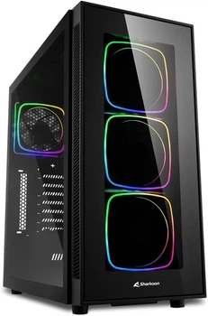 Корпус для ПК Sharkoon TG6 RGB / 4 ARGB вентилятора / Без БП / Черный (101646518) - Уценка