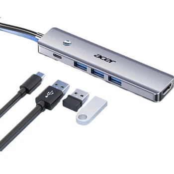 Док-станция расширения Acer Type-C, концентратор USB 3.0, адаптер HDMI, совместимый с MacBook, конвертер для компьютера и телефона, дублирование экрана 4K60Hz, зарядное устройство для портативных устройств, Five-I