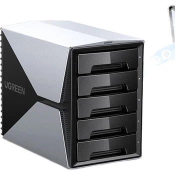 Корпус для жорсткого диска UGREEN Disk Array, багатовідсіковий корпус для жорсткого диска (з RAID-сховищем), клітка для жорсткого диска, підходить для 2,5/3,5-дюймових механічних та твердотільних накопичувачів SATA