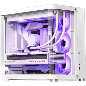 Корпус JONSBO TK-2 White, изогнутый панорамный ATX (корпус из алюминиевого сплава, поддержка двух 360-мм радиаторов, блок питания ATX, 9 мест для вентиляторов, Type-C Gen2)
