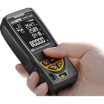 Лазерный дальномер CEM ILDM-120C, высокоточный лазерный инфракрасный измеритель помещений, электронная линейка, воспроизведение голоса, USB, Bluetooth.