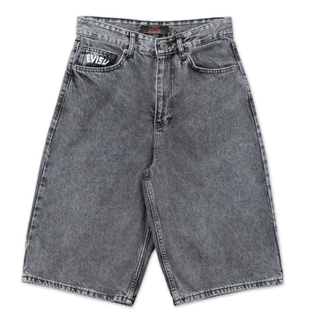 Чоловічі широкі шорти джинсові EVISU чорні графітові (1044-03)