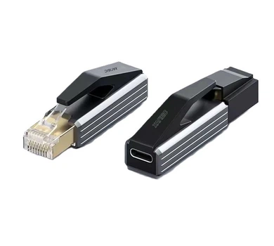 Гигабитный сетевой адаптер Hagibis Type-C to RJ45, USB-C → Ethernet LAN 1000 Мбит/с, Realtek, алюминиевый корпус
