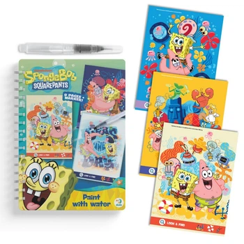 Водная раскраска для детей Sponge Bob с водным маркером на 8 страниц