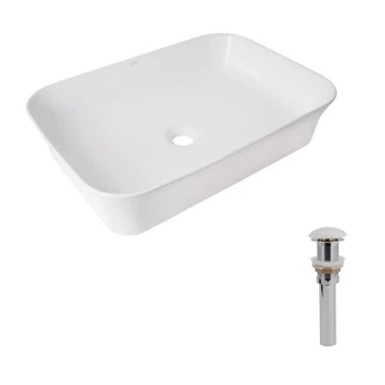 Раковина накладна Qtap Virgo N 560x380x130мм з донним клапаном Pop up PU02 (QT18116308W48462)