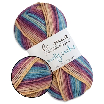 La Mia Woolly Socks, №Y60065 носочная пряжа 50 г/210 м, шерсть 75%/полиамид 25%, секционая покраска, для носков и гольфов