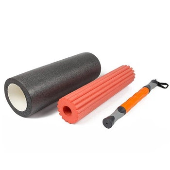 Массажный ролик (валик) для МФР EasyFit EF-0271 3-в-1, EVA-пена, гладкий, для йоги и реабилитации, 45×15 см.