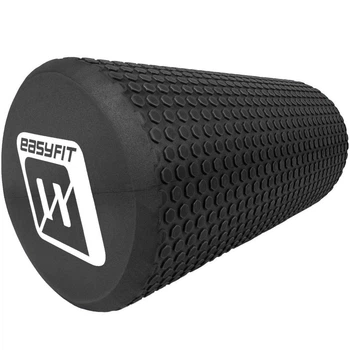 Массажный ролик (валик) для МФР EasyFit EF-2024-BK, EVA-пена, для йоги и реабилитации, чёрный, 30×14.5 см.