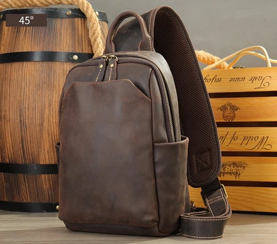 Мужская сумка на грудь (слинг), бананка Wild Leather (8012)