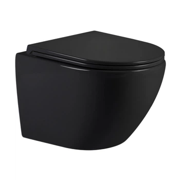 Унітаз підвісний Qtap Jay Ultra Quiet 485х360х320мм безобідковий з сидінням Soft close чорний (QT07335177MB)
