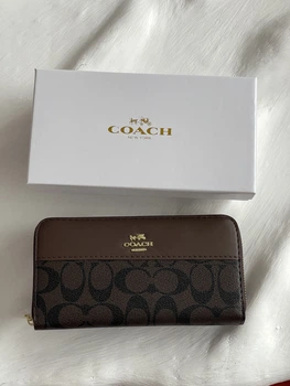 Гаманець Coach Signature Accordion Zip Wallet, великий коричневий
