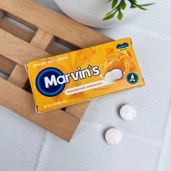 Драже без сахара Marvin’s Сочный апельсин, 14 шт — для свежего дыхания