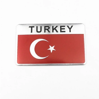 Эмблема алюминиевая флаг Турции с надписью Turkey 8,0*5,0 см