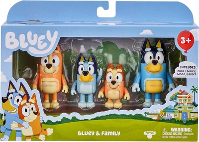 Набор из 4 фигурок Блуи семья Bluey Family 4 фигурки с движущимися частями