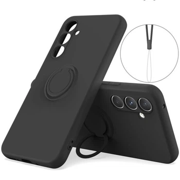 Силиконовый (TPU) чехол с кольцом Deexe Color Shell для Samsung Galaxy A27 (A276) - Black