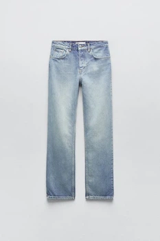 Джинси укорочені прямі Straight Cropped Zara 9863/059 XS/34 Блакитні (0986305940634)