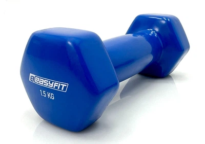 Гантель для фітнесу 1,5 кг EasyFit із вініловим покриттям синій 1 шт.