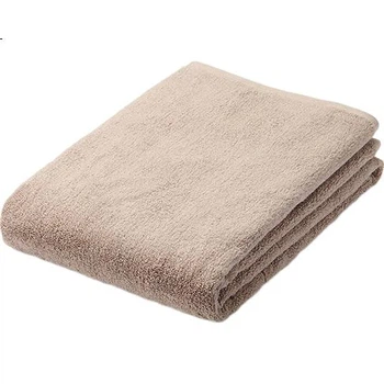 Мягкое банное полотенце MUJI из хлопкового бархата, чистый хлопок, впитывающее влагу, розово-бежевое, 70×140 см.
