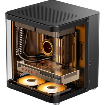 Корпус JONSBO TK-1 Black Hyperbolic Panoramic MATX (корпус из алюминиевого сплава, поддержка радиатора 240 мм, блок питания ATX, разъем Type-C Gen2 10 Гбит/с+)