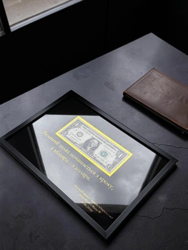 Подарунок індивідуальна картина зі справжнім $ та в пакуванні A4 21x30cm