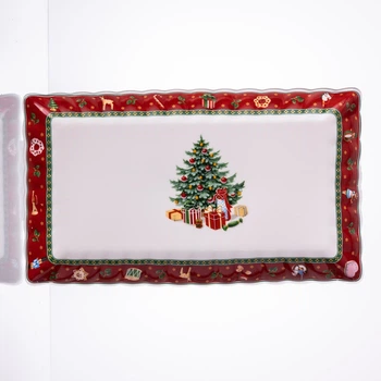 Блюдо сервировочное новогоднее для закусок Christmas 30.5×17.5×2.5 (см) прямоугольное из фарфора HP-SDHK-21