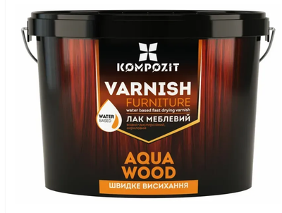 Лак меблевий прозорий акриловий глянцевий Kompozit AQUA WOOD 0,75 л