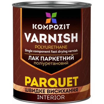 Поліуретановий лак для паркету Kompozit Parquet Varnish Глянцевий, Безбарвний, 2,5 л