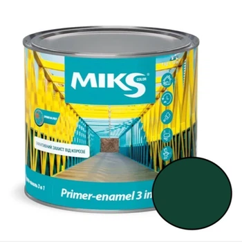 Грунт-емаль 3 в 1 універсальна антикорозійна напівглянсова Miks Color (RAL 6005 зелена) 2,3 кг