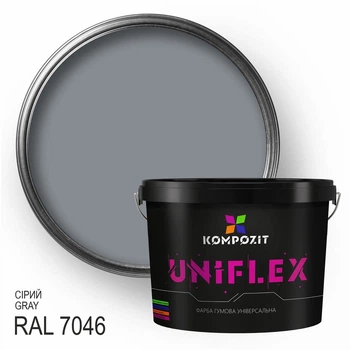 Фарба гумова універсальна UNIFLEX Kompozit, 0,9 кг, Сірий RAL 7046