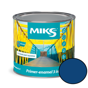 Грунт-емаль 3 в 1 універсальна антикорозійна напівглянсова Miks Color (RAL 5005 Синя) 2,3 кг