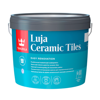 Фарба для керамічної плитки інтер'єрна напівматова Tikkurila Luja Ceramic Tiles (Біла) 2,7л