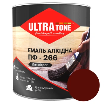 Емаль ПФ-266 для підлоги глянцева алкідна "ULTRAtone" 0,9 кг Червоно-коричневий