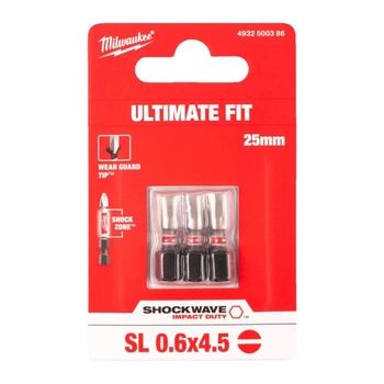Бита для шуруповерта Shockwave Impact Duty Milwaukee SL0,6x4,5" 25 мм, 3 шт 4932500386