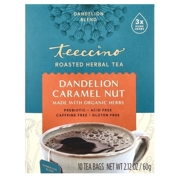 Травяной чай со вкусом кофе и ореха без кофеина Teeccino (Chicory Tea) 10 пакетов 60 г