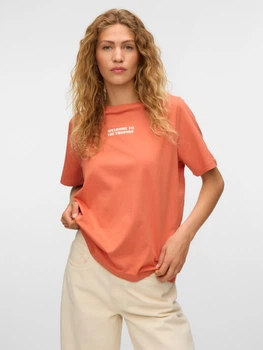 Футболка хлопковая женская Vero Moda 10343545 XL Langoustino (5715871616032)