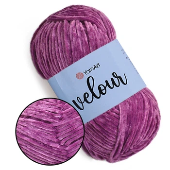 YarnArt Velour, Фуксія №855 - плюшева пряжа ЯрнАрт Велюр 100 г / 170 м, 100% мікрополіестер, для джемперів, кардиганів, шапок та аксесуарів