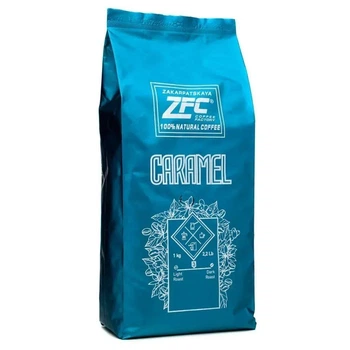 Кава в зернах ZFC Caramel Whole beans Medium roast Horeca Закарпатська фабрика кави смак Карамель Середнє обсмаження 1000г