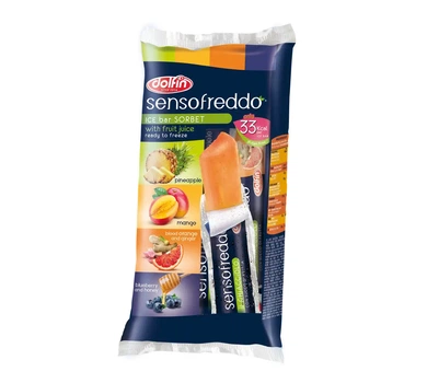 Морозиво з льоду Фруктове Dolfin Senso Freddo Ice Bar Sorbet Fruits Долфін палички для Замороження 4смаки 400г