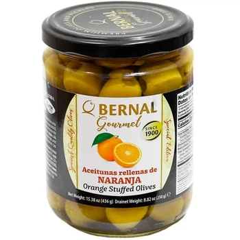 Оливки мариновані з Апельсином Bernal Gourmet Naranja Бернал Гурман делікатес фаршировані пастою з апельсина Зелені Банка 436г