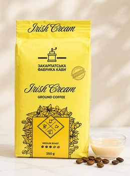 Кава мелена ароматизована ZFC Irish Cream Ground Coffee Medium roast Закарпатська фабрика кави Ірландські вершки Бленд 250г