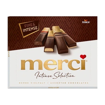 Шоколадні цукерки міні Плитки асорті Storck Merci Intense Selection Herbe Vielfalt Assorted Chocolate Dark Мерсі Коробка 250г