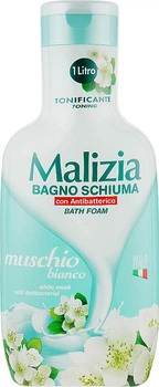 Гель-піна для душу ванни Тонізуюча Malizia Bagno Schiuma Muschio BiancoBath Foam Малізія Антибактеріальна Білий Мускус 1000мл